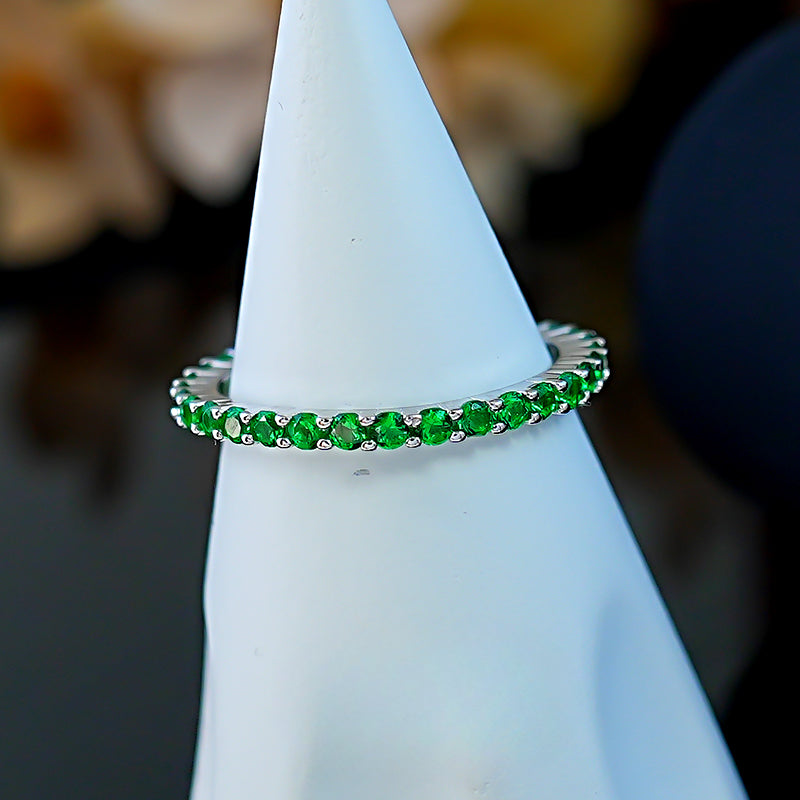 Multi-color Eternity Sterling Silver Band