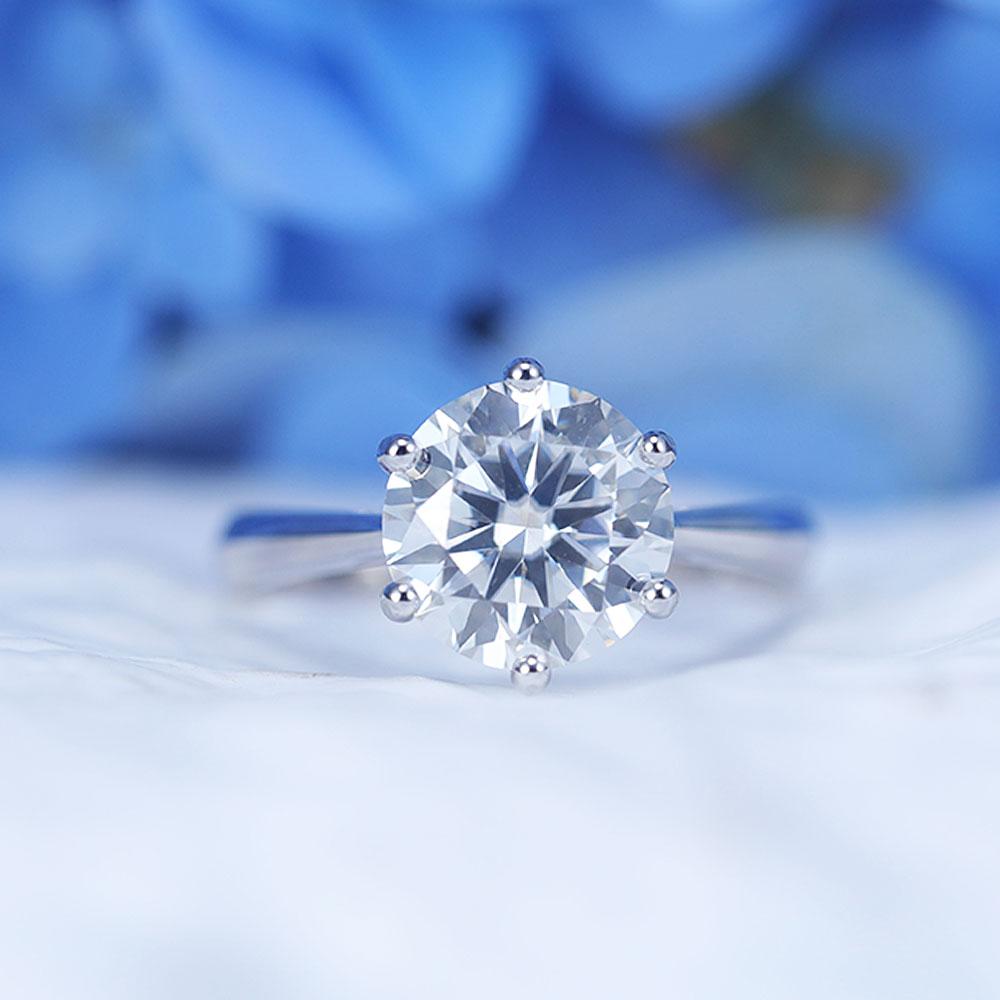ShineofDiamond Classic 6 Prong Round Cut Moissanite Ring