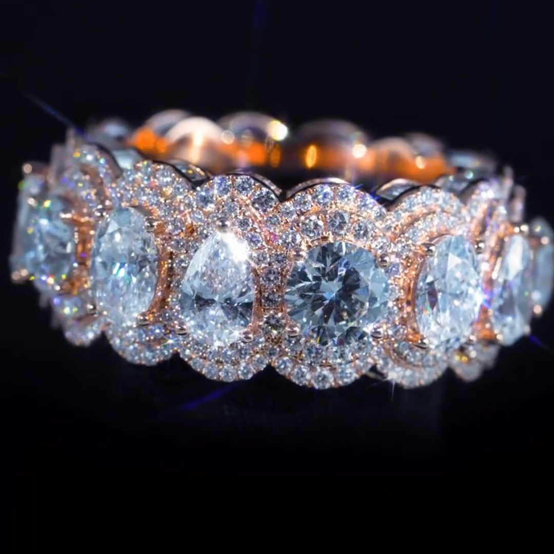 36ct Round-cut and Oval-cut Sterling Silver Handmade Men's Ring