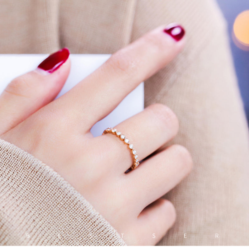 Round Cut Eternity Sterling Silver Ring Band