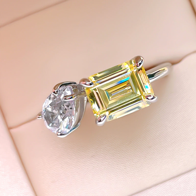 Exquisite Two Stone Sterling Silver Ring
