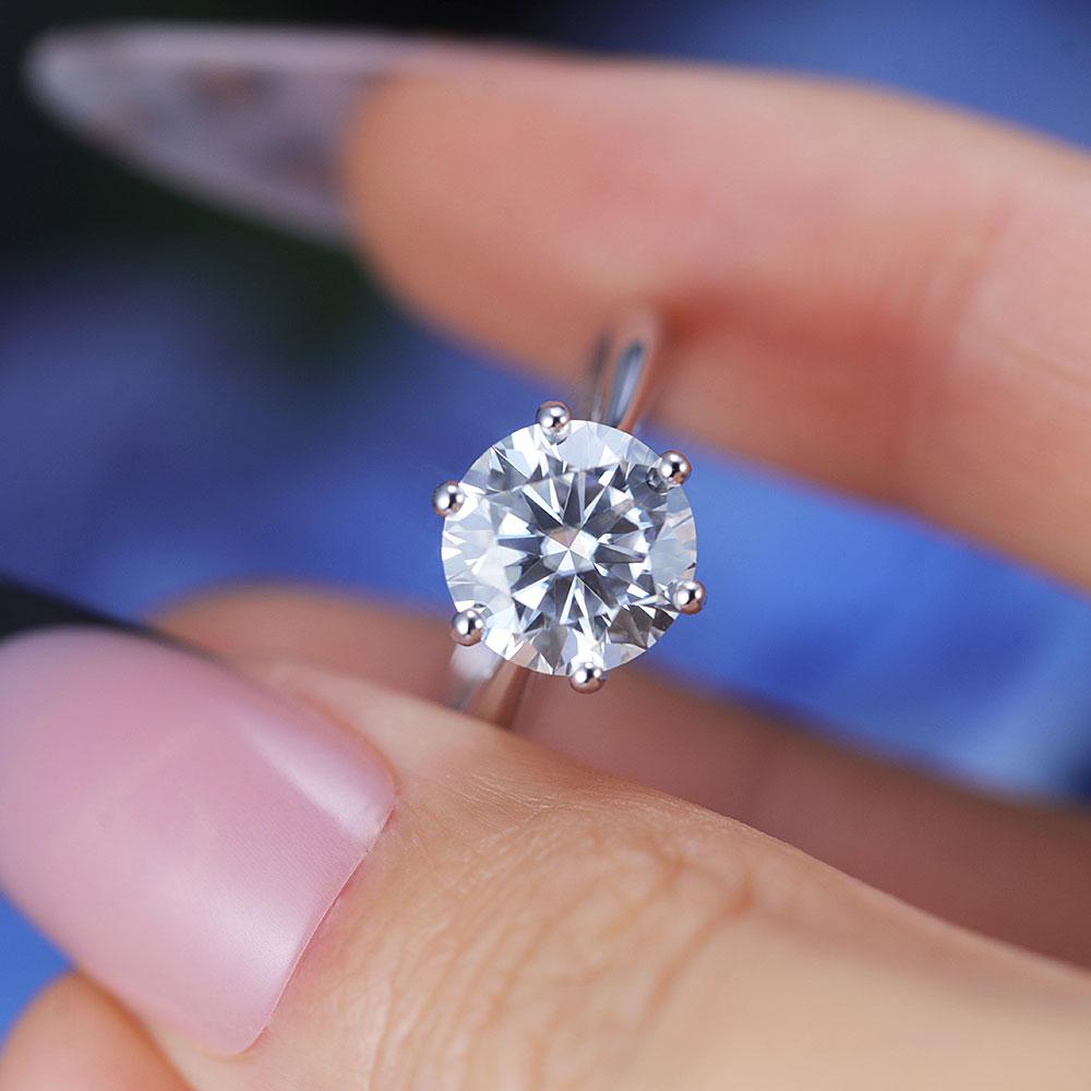 ShineofDiamond Classic 6 Prong Round Cut Moissanite Ring
