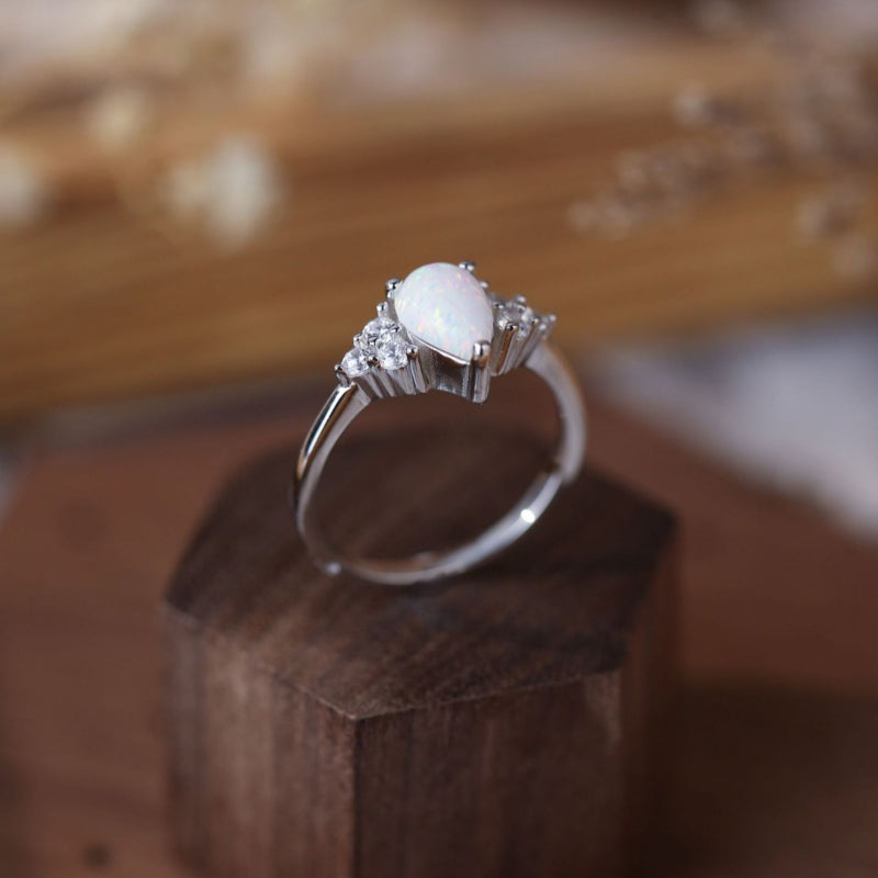 Oval Shape Opal Sterling Silver Ring