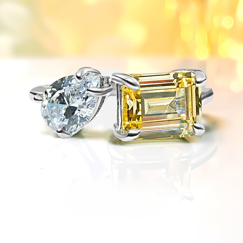 Exquisite Two Stone Sterling Silver Ring