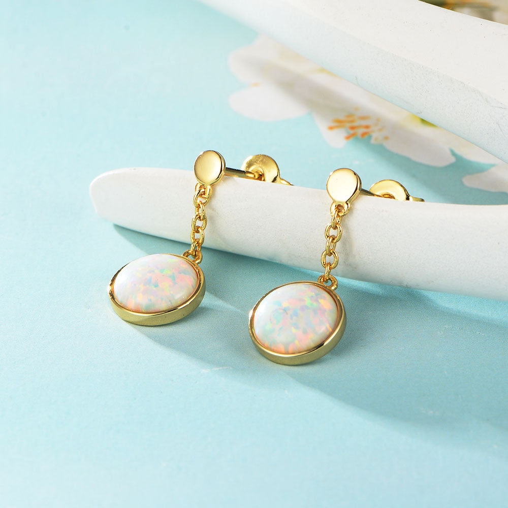Opal Sterling Silver Drop Earrings