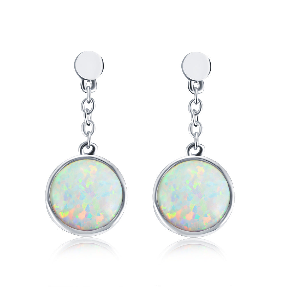 Opal Sterling Silver Drop Earrings