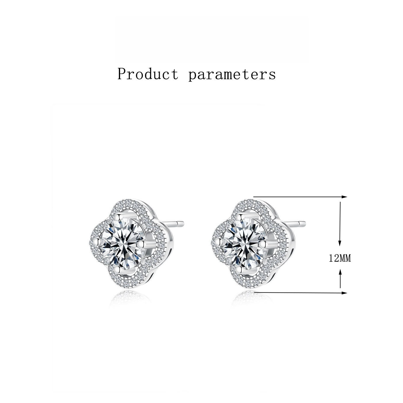 Moissanite Clover Halo Stud Earrings in 925 Sterling Silver