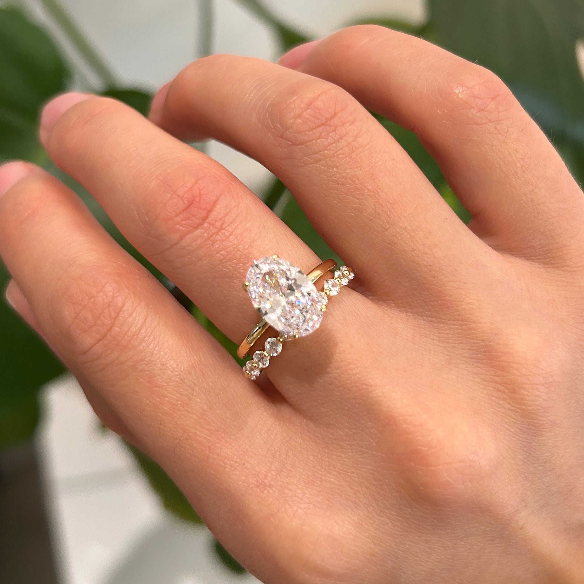 2 Pcs Oval Cut Sterling Silver Bridal Set