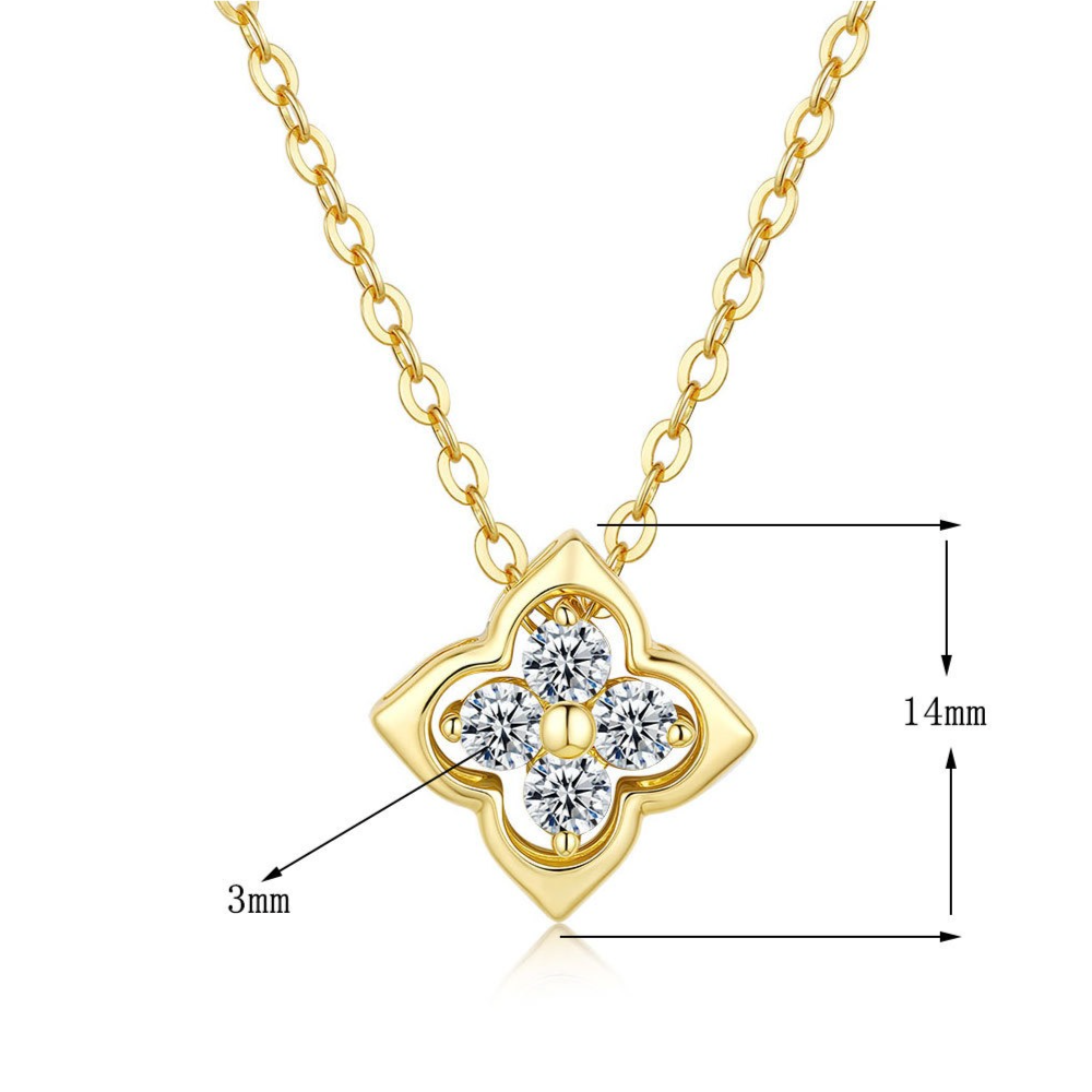 Lucky Four-Leaf Clover 925 Sterling Silver Moissanite Necklace