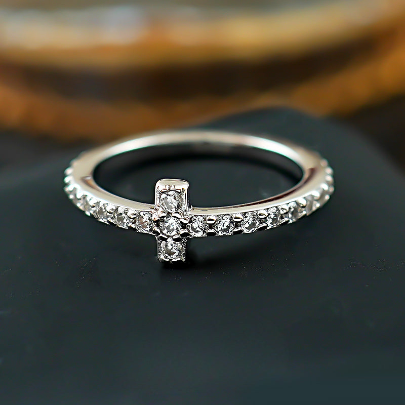 Simple Cross Design Sterling Silver Wedding Band