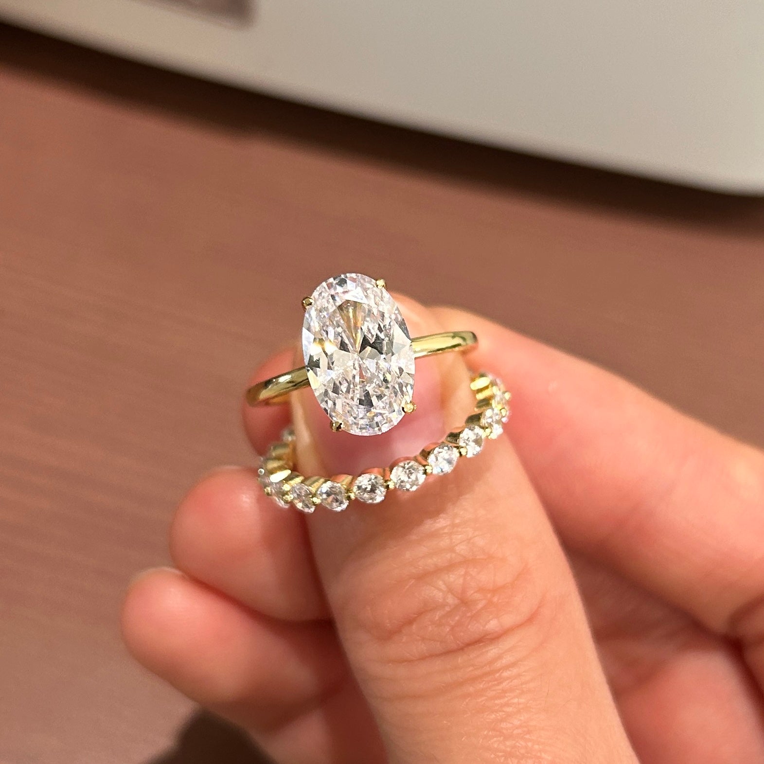 2 Pcs Oval Cut Sterling Silver Bridal Set