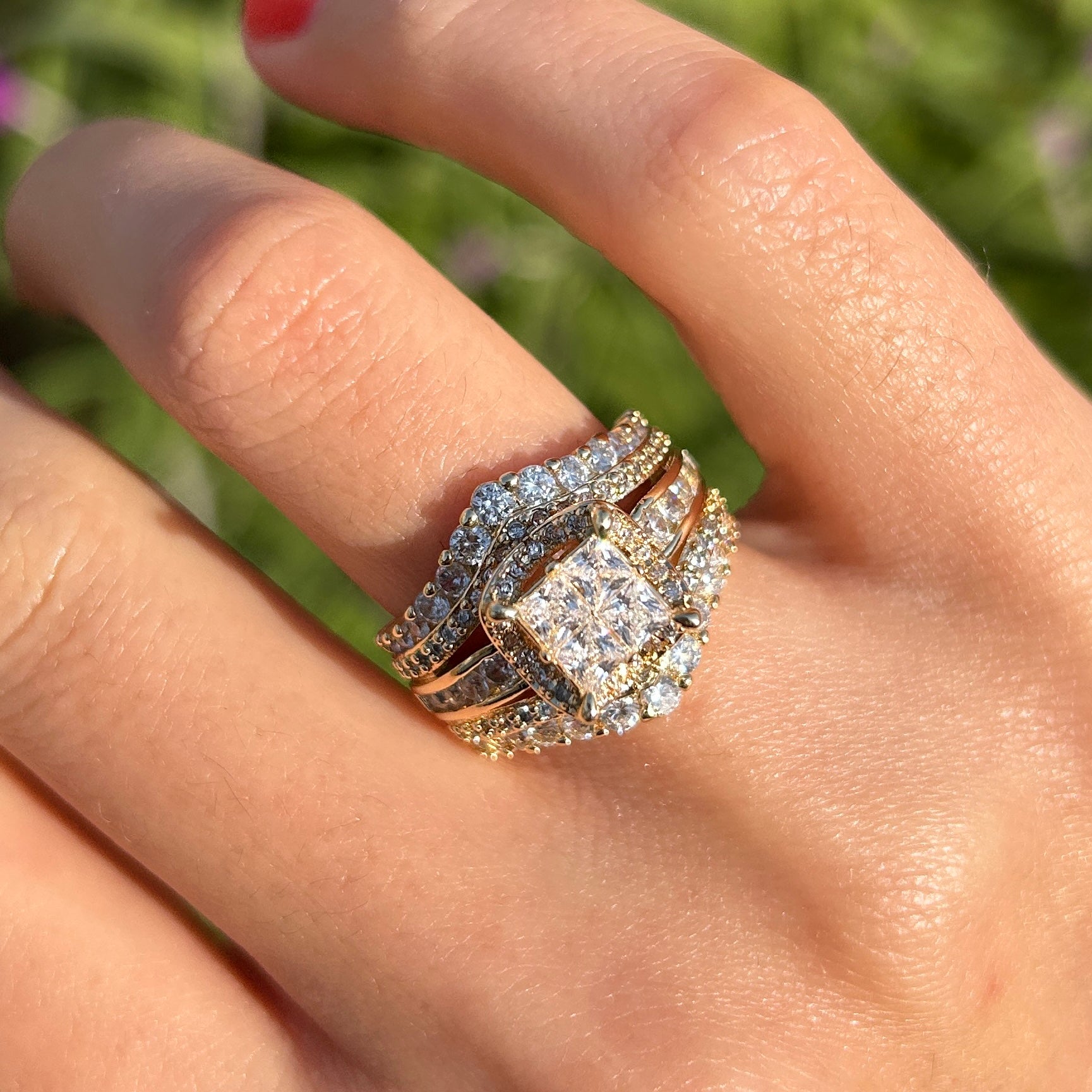 Exquisite Princess Cut Sterling Silver Party Engagement Ring