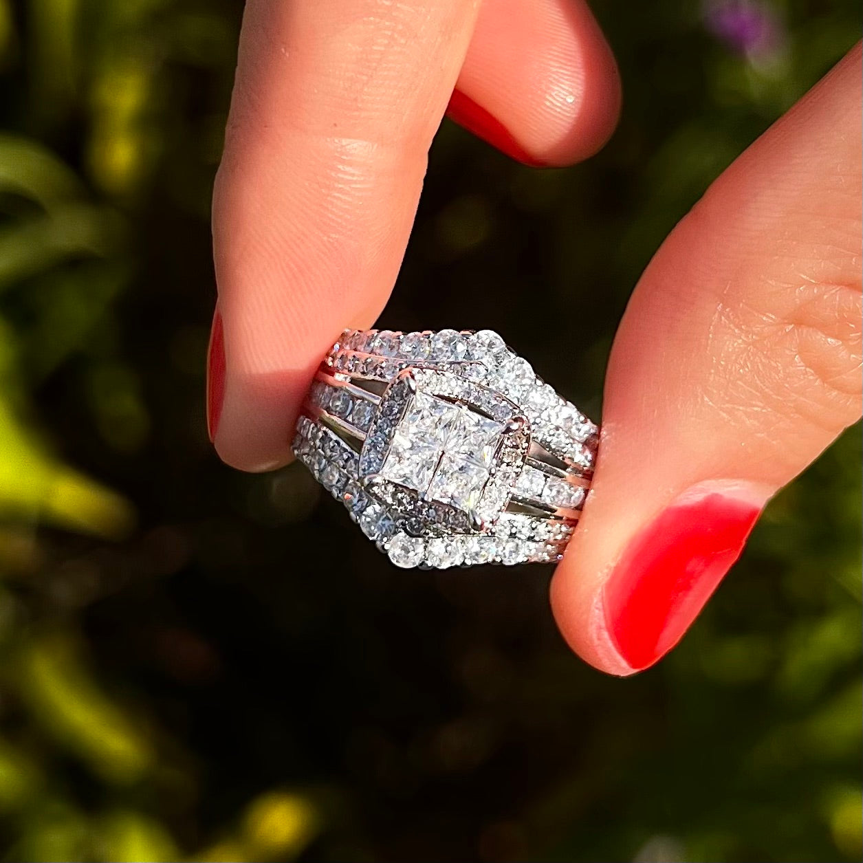 Exquisite Princess Cut Sterling Silver Party Engagement Ring For Women