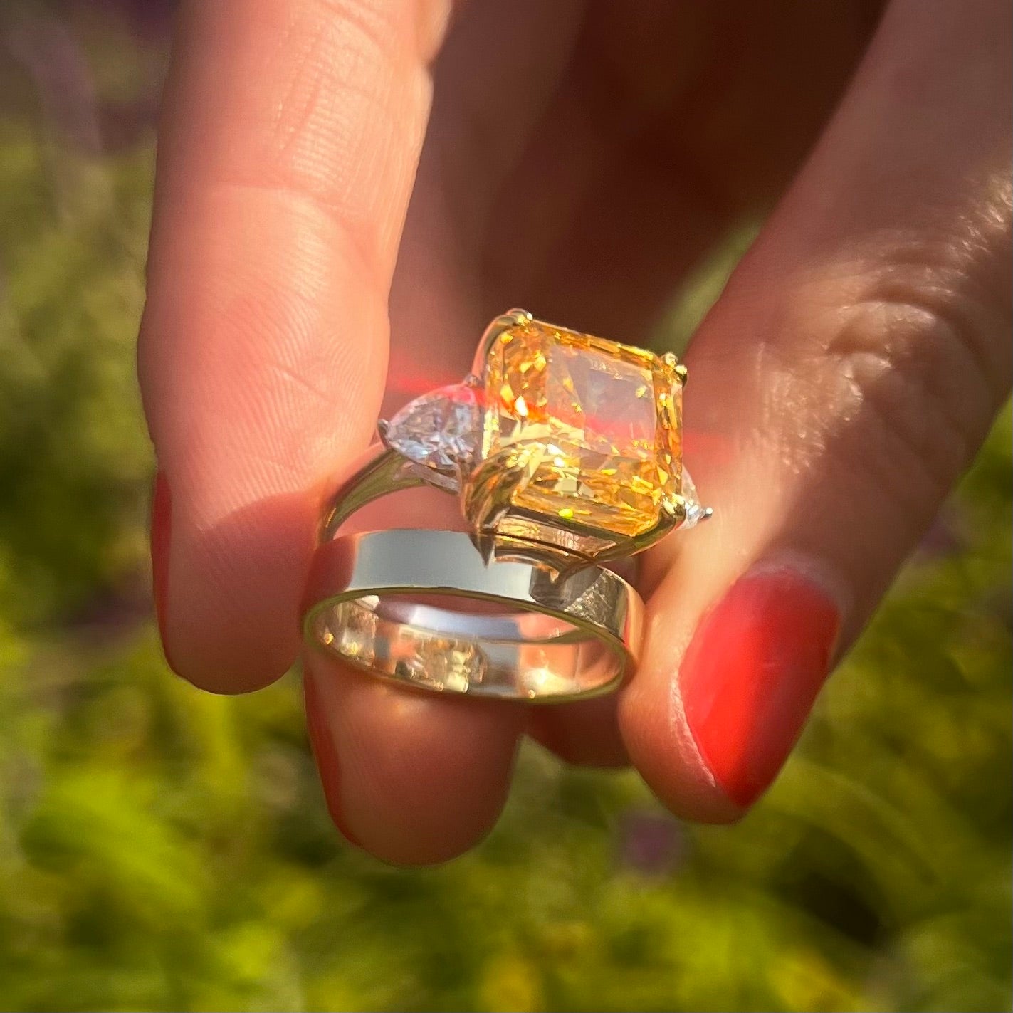 Stunning Yellow Radiant Cut 2 Pcs Bridal Set