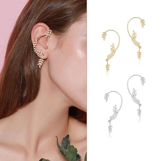 2pcs Fancy Leaf Design Ear Cuff