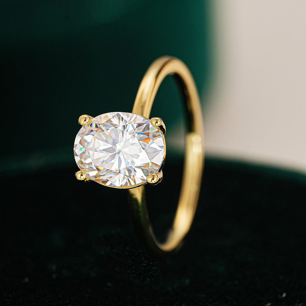 Timeless Oval Cut Sterling Silver Moissanite Engagement Ring