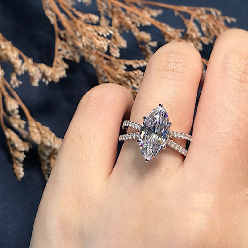 Gorgeous Marquise Cut Sterling Silver Ring