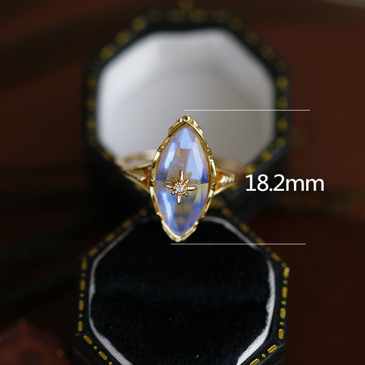 Moon Stone Marquise Shape Women's Ring in Sterling Silver
