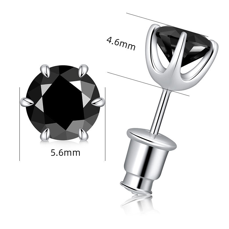 Classic Black Moissanite Stud Earrings