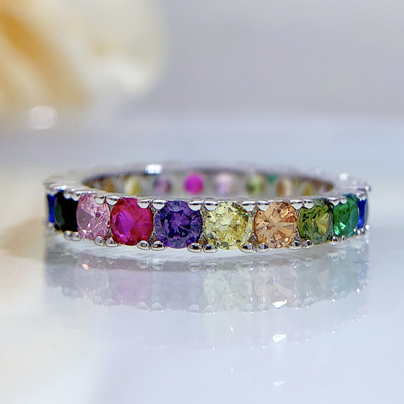 Rainbow Eternity Sterling Silver Band