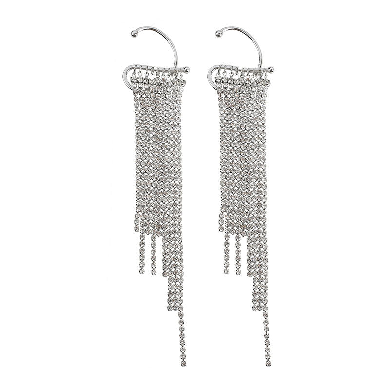 INS Sparkling Single Ear Clip With Long Fringe