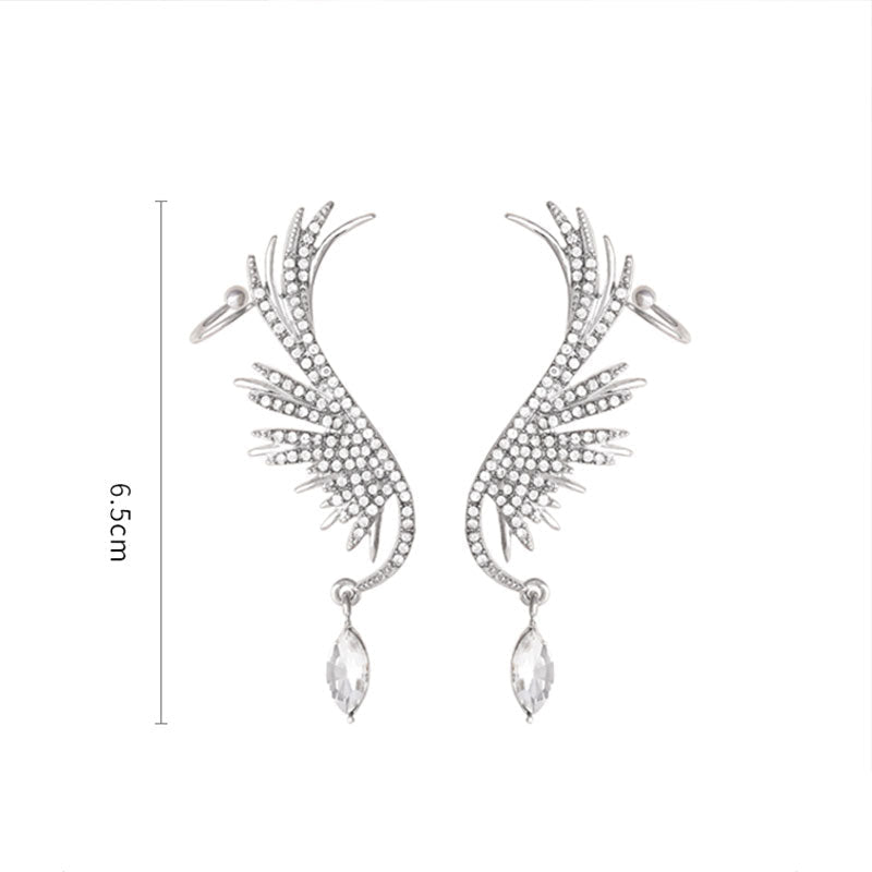 Paved Wing Design Stud Earrings