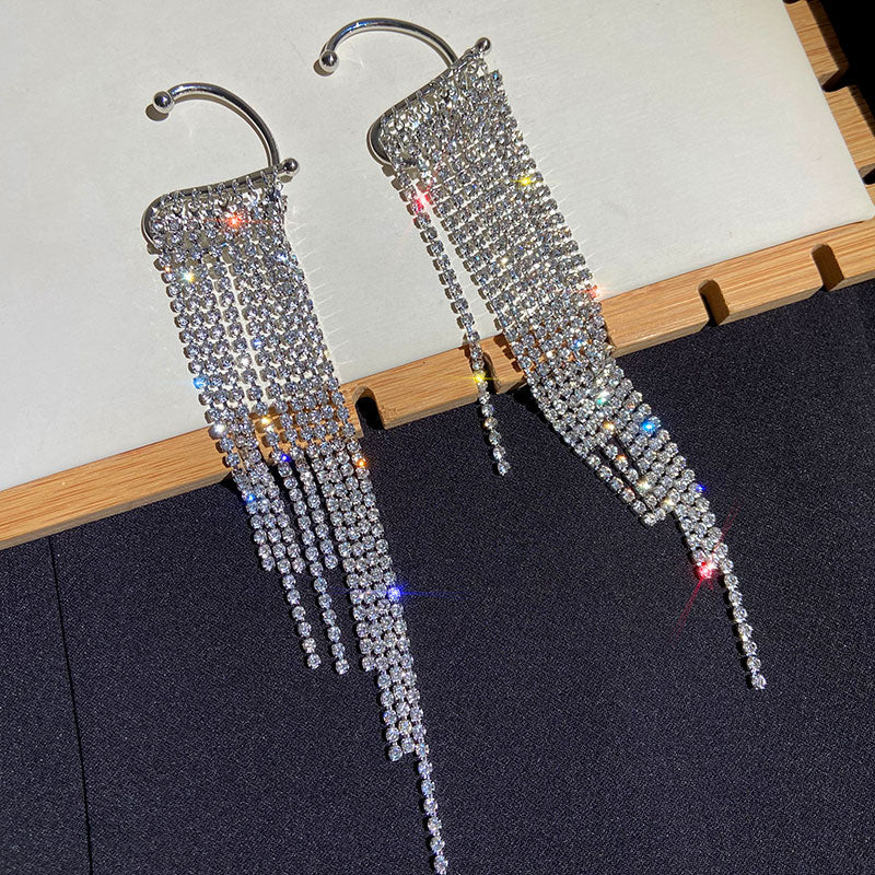 INS Sparkling Single Ear Clip With Long Fringe