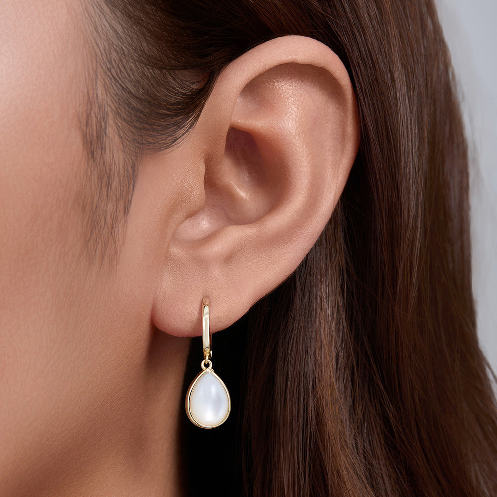 Pear Shape Design Natural Shell Hoop Earrings