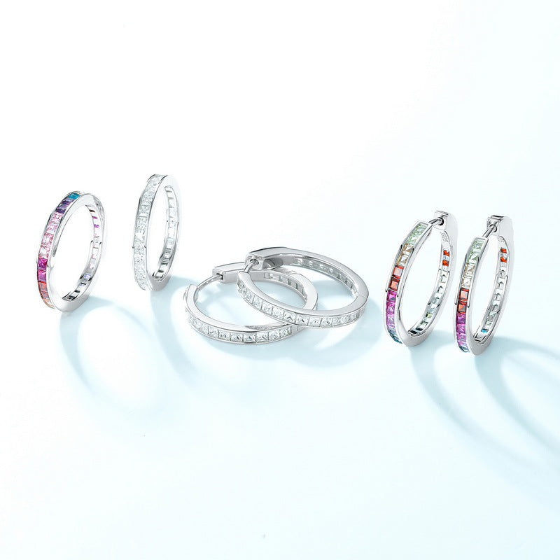 Colorful Rainbow Princess Cut Ring Band