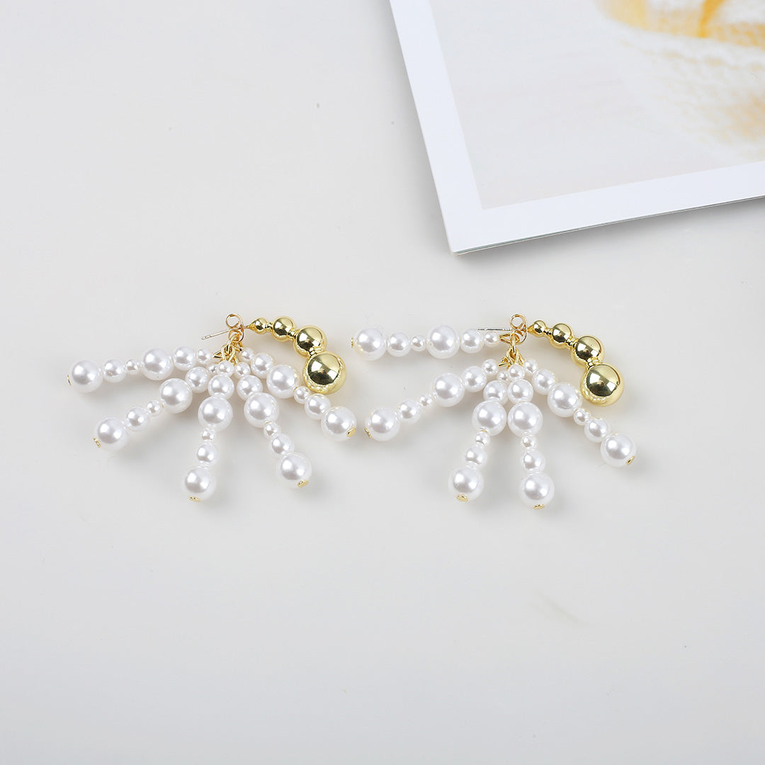 Elegant Pearl Fringe Drop Earrings