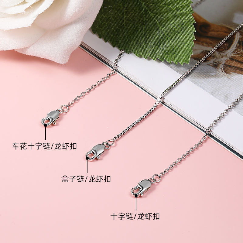 Simple Design Cross and Box Chain Sterling Silver Necklace