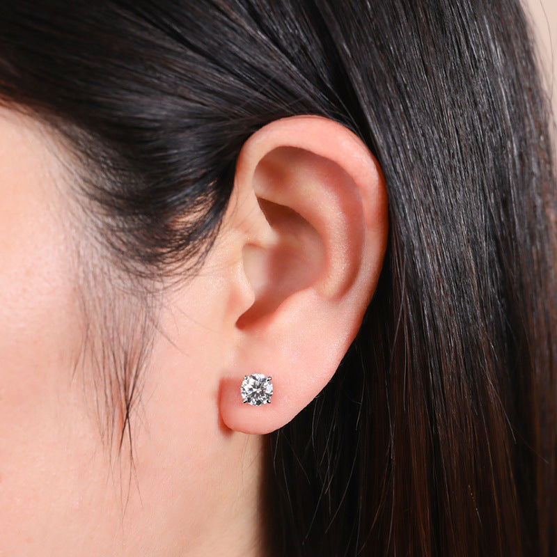 Classic 1.0ct 18K White Gold Plated D Color Moissanite Earrings