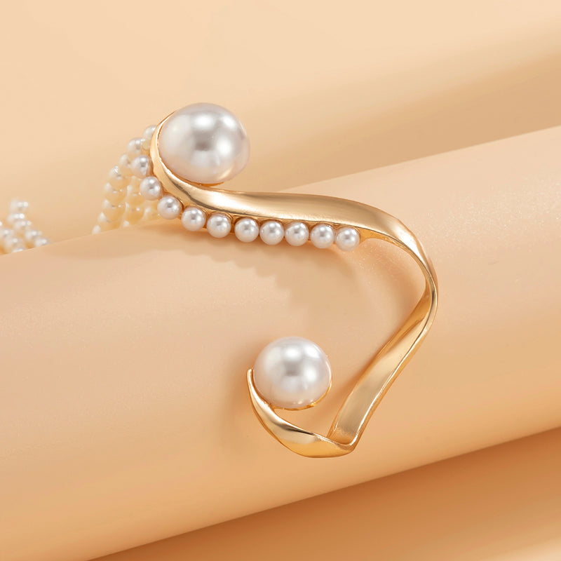 Golden Tone Pearl Fringe Earrings Fits Right Ear