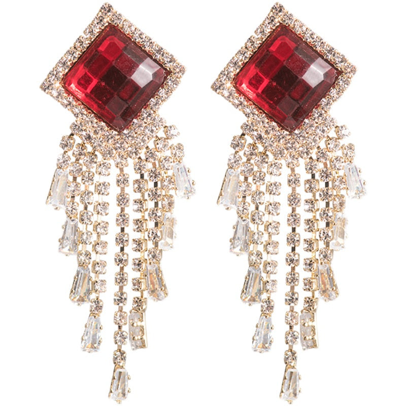Vintage Red Drop Earrings With Fringe