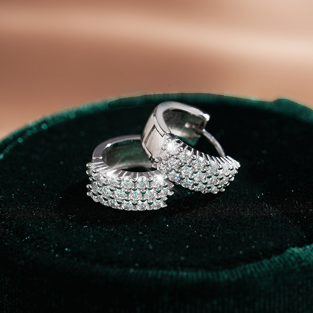 Asymmetrical Geometric Moissanite Sterling Silver Hoop Earrings