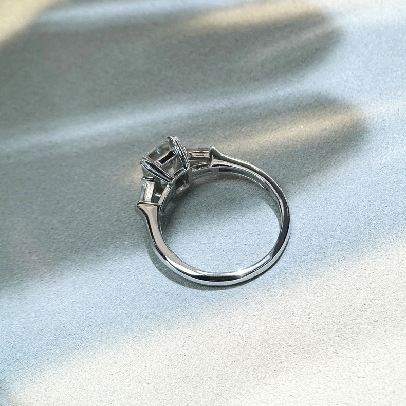 Classic Emerald Cut 2.0ct Moissanite Sterling Silver Ring