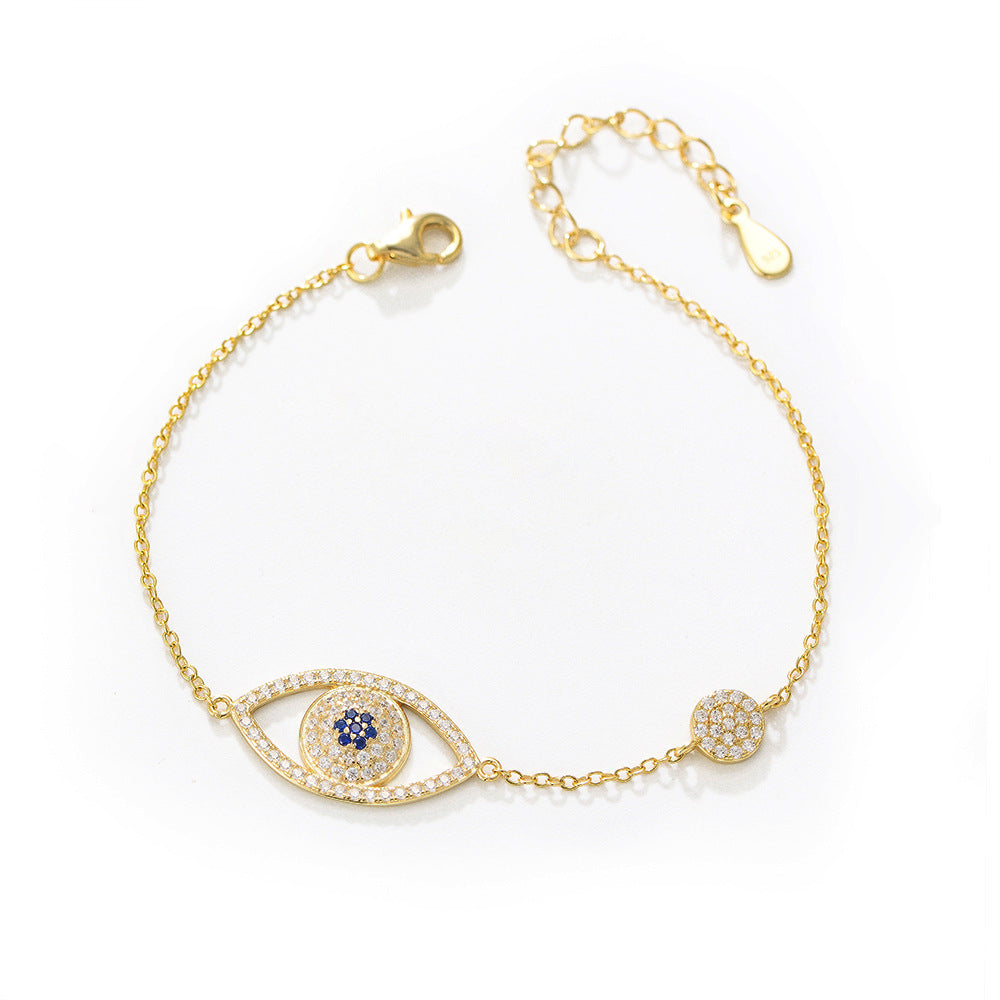 Evil Eye Design Paved Sterling Silver Bracelet