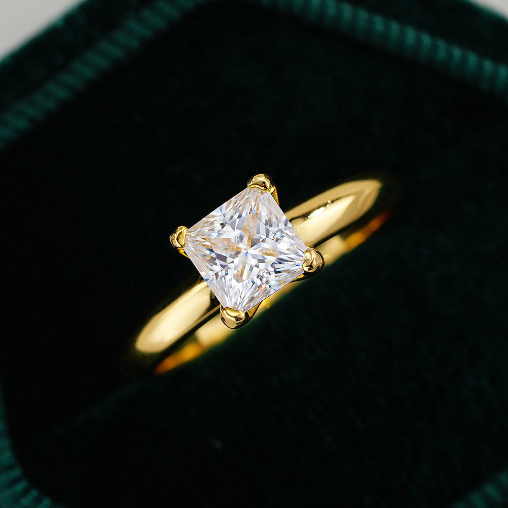 Simple 1.0ct Princess Cut Moissanite Ring