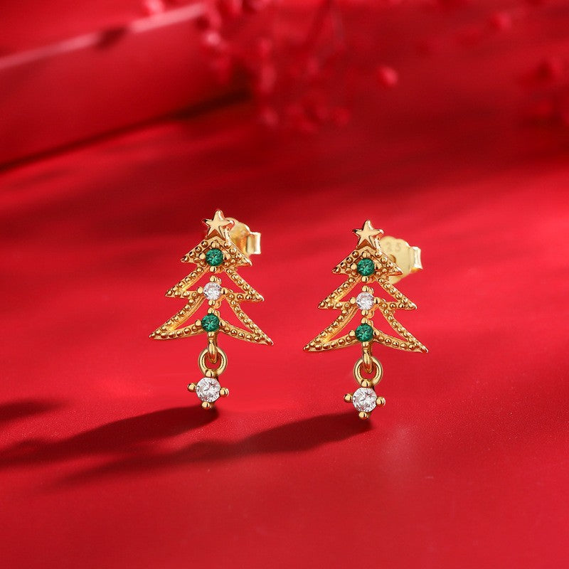 925 Sterling Silver Christmas Tree Earrings
