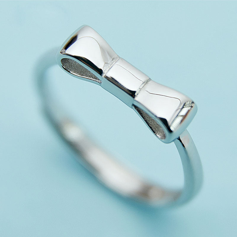 Bowknot Design Sterling Silver Adjustable Ring For Her