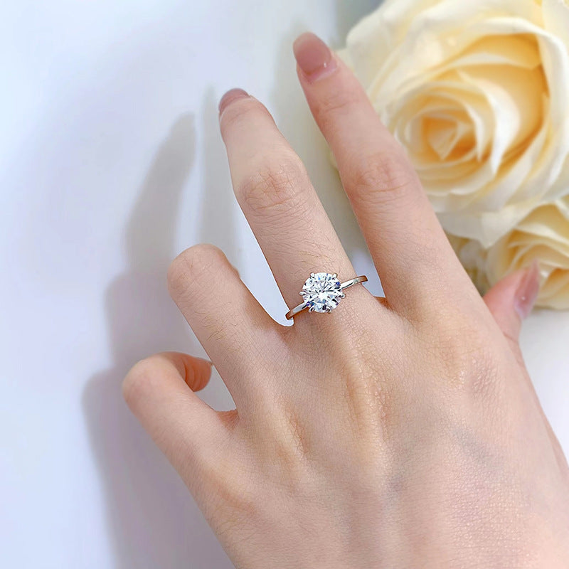 Classic 1.0ct Round Cut Sterling Silver Ring