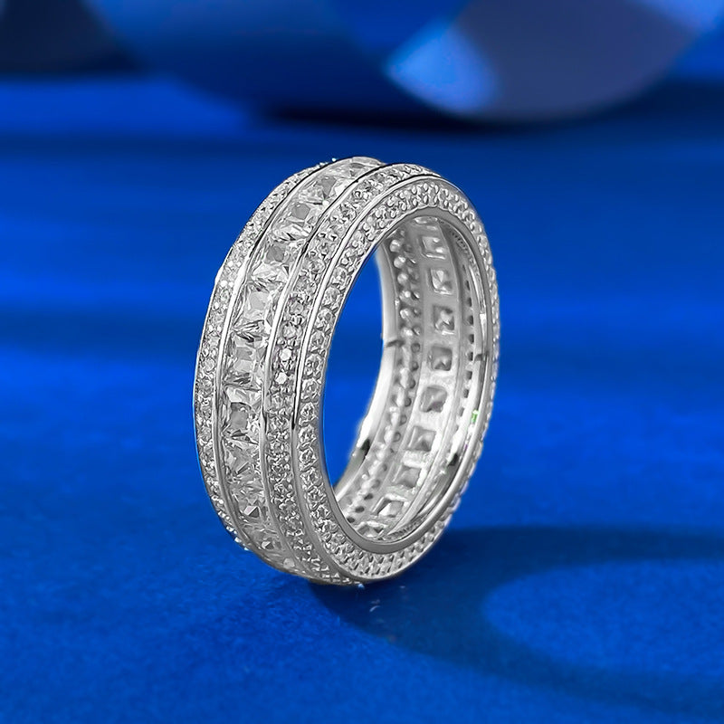 Exquisite 5 Rows Eternity Sterling Silver Band