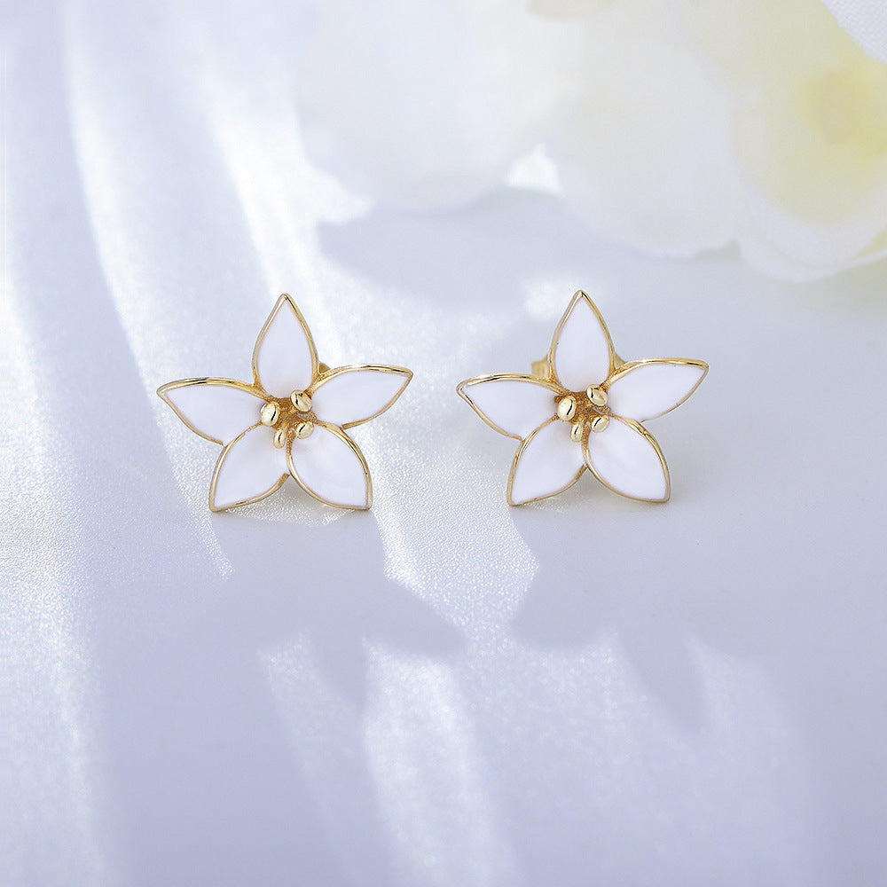 Vintage Flower Design Sterling Silver Stud Earrings