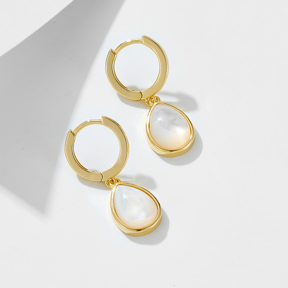 Pear Shape Design Natural Shell Hoop Earrings
