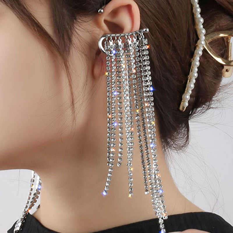 INS Sparkling Single Ear Clip With Long Fringe