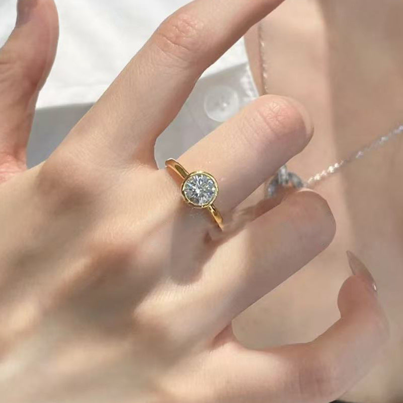 Simple Round Cut Golden Tone Ring