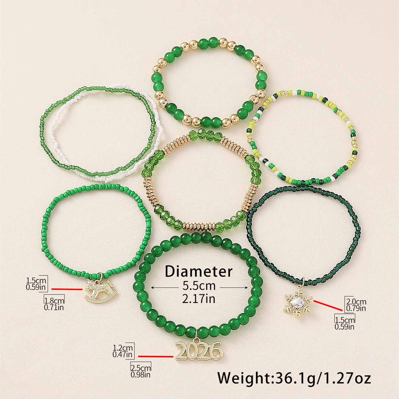 2026 Year of the Horse Zodiac Beaded Stacking Bracelet Set