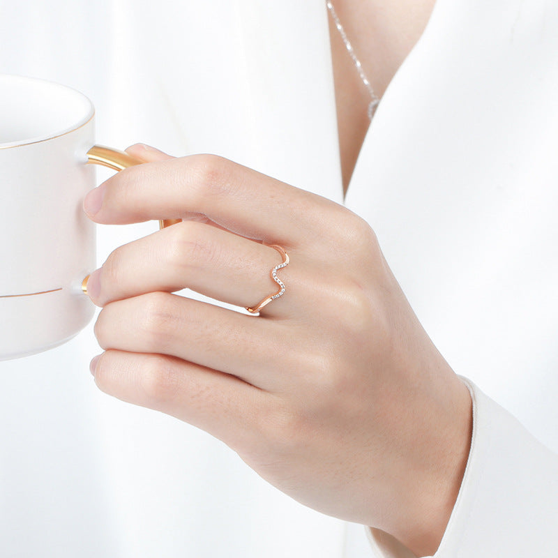 Simple Wave Design Rose Golden Tone Band