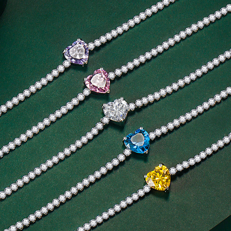 Sweet Heart Cut Tennis Bracelet In Silver Tone