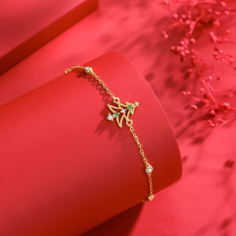 Golden Tone Sterling Silver Christmas Bracelet